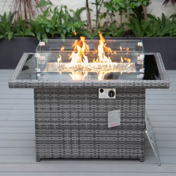 1-6 V2 Cheltenham Modern Dark Mix Grey Rattan Fire Pit - Image 1
