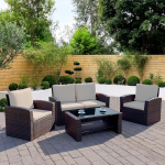 Rattan Hut 4 Seater Sofa Coffee Set - Image 8