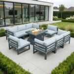 Cheltenham Aluminium 8 Seater Sofa Set Including Fire Pit Table
