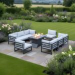 Cheltenham Aluminium 8 Seater Sofa Set Including Fire Pit Table - Image 2